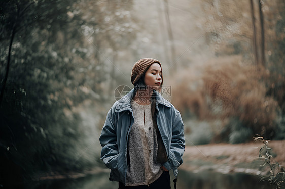 森林里的女子图片