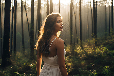 森林中的女人图片