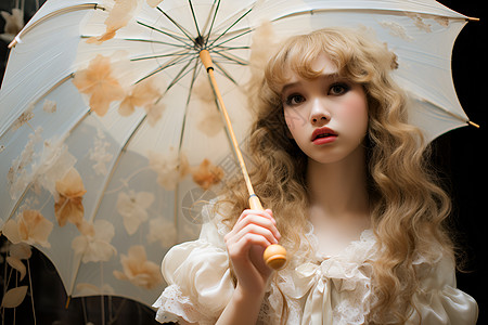 撑伞的少女背景图片
