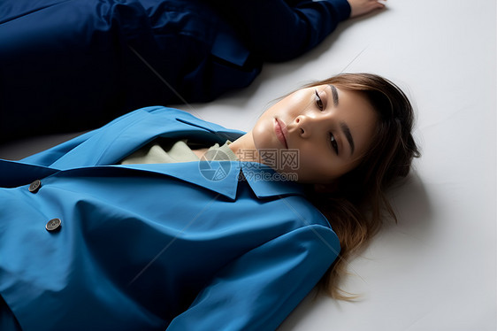 女人躺在地上图片