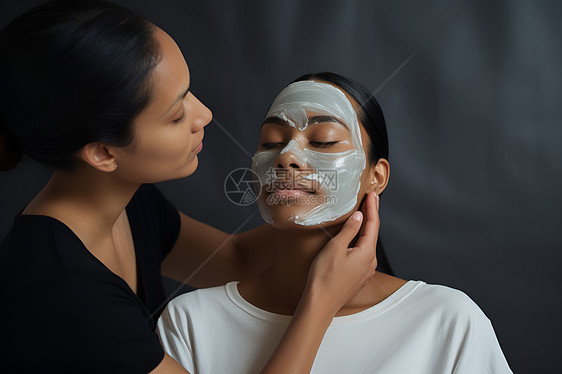 女性进行护肤图片