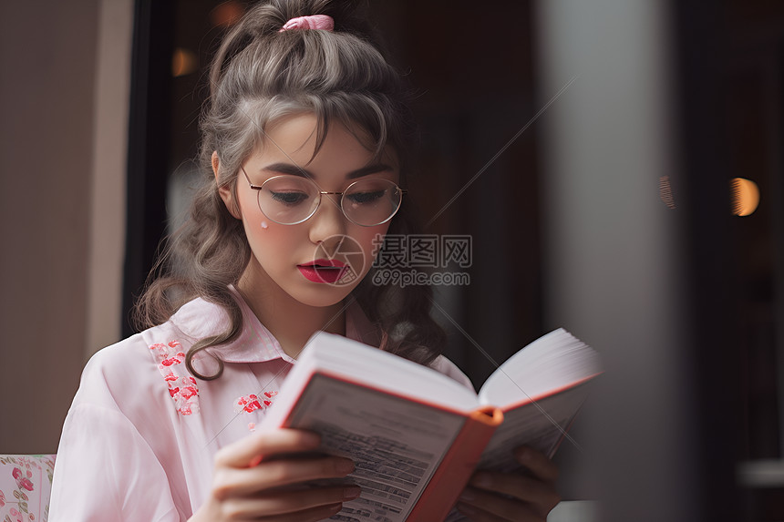 阅读书籍的女子图片