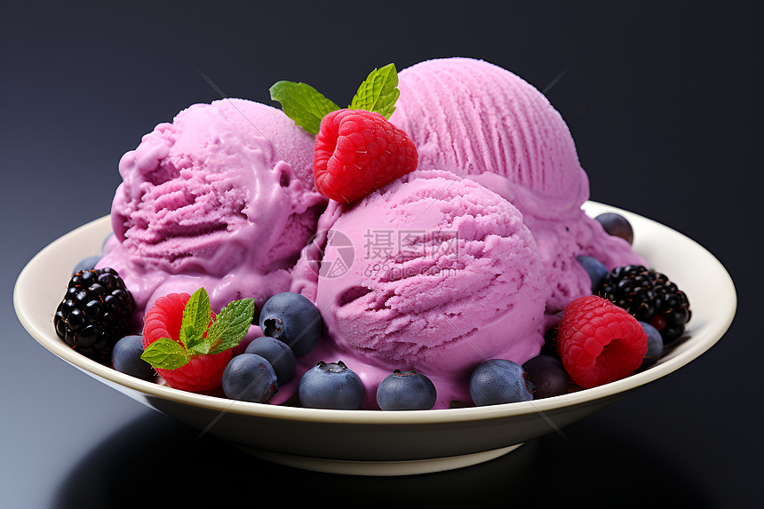 浆果和冰淇淋图片