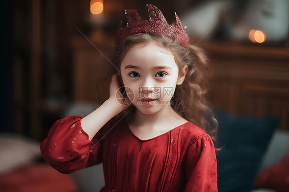 戴王冠的少女图片