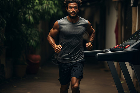 男子在跑步机上锻炼背景图片