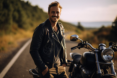 男人和摩托车图片