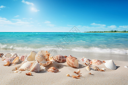 海滩上美丽的贝壳图片
