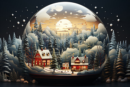 冬日仙境水晶球背景图片