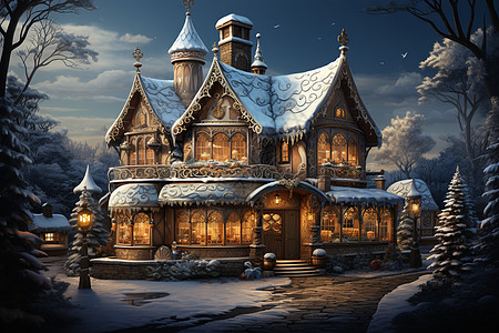 冬夜的童话世界背景图片