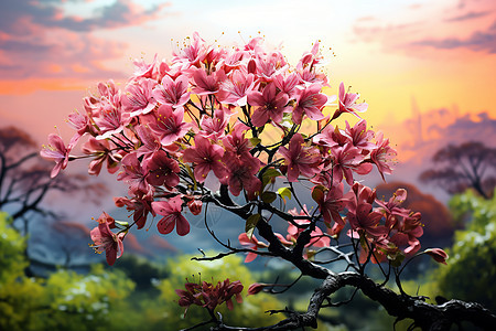 粉色花朵绽放背景图片
