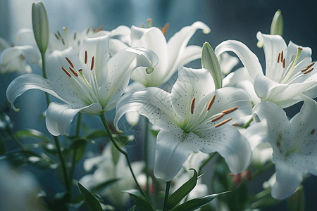 新鲜漂亮的百合花背景图片