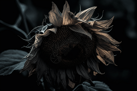 枯萎的向日葵背景图片