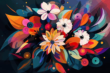 鲜艳色彩混合的花朵背景图片