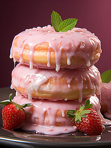 草莓甜甜圈背景图片