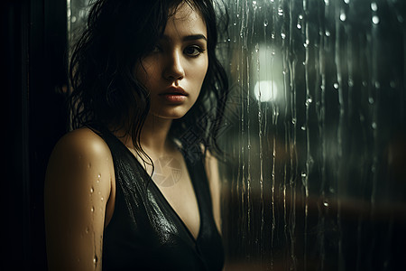 雨中的女性图片