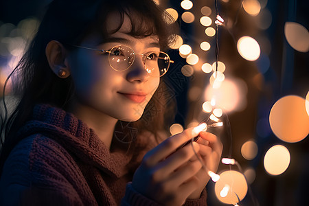 城市户外的女孩图片