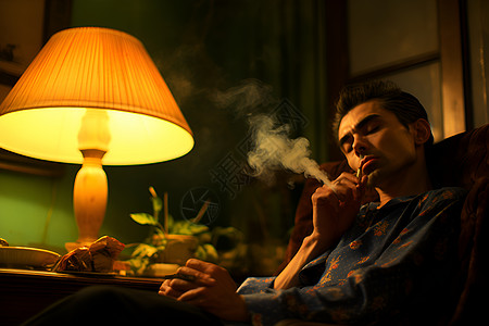抽烟的年轻男性图片