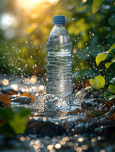 水流中的矿泉水图片素材