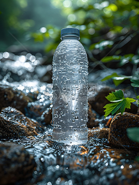 岩石上的水瓶图片