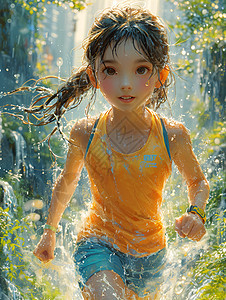 夏日奔跑的女孩图片