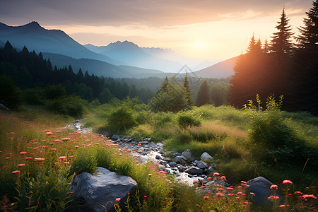 山间小溪背景