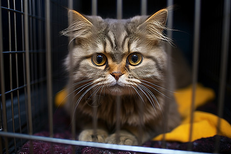 笼子里的猫咪图片