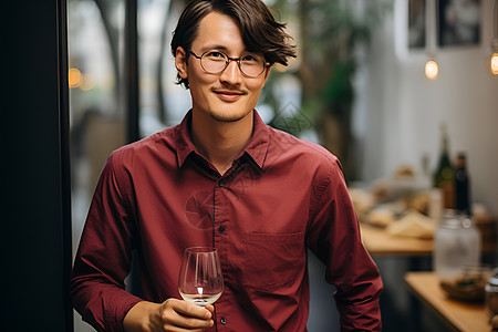 男子手持酒杯图片