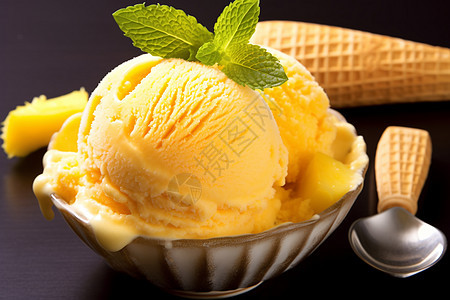 碗中凉爽的冰淇淋图片