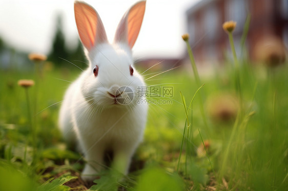 草地上的野生兔子图片