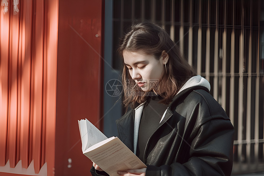 青年女子读书图片