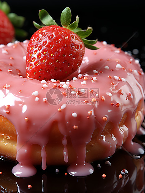 美味草莓甜甜圈图片