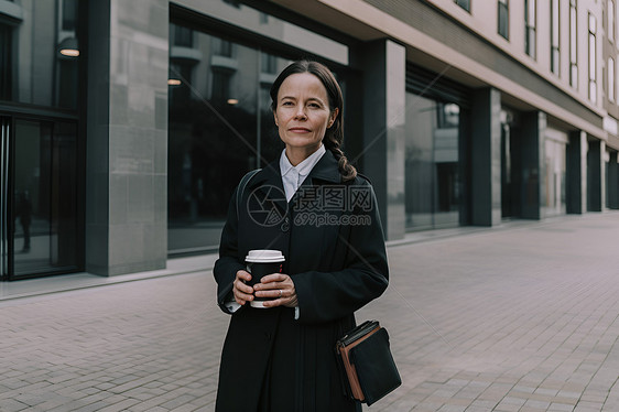 女人站在街上图片