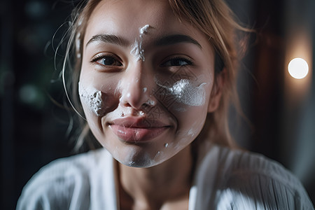 女子脸上的面膜图片