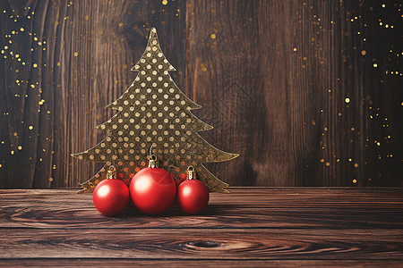 圣诞树与红色饰物图片