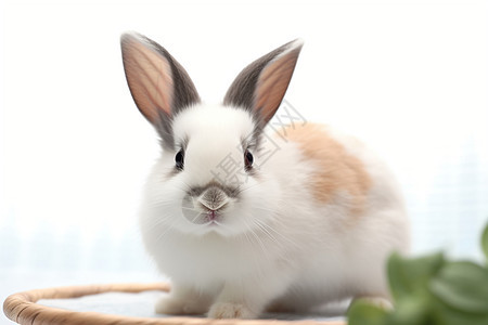 兔子与绿植图片