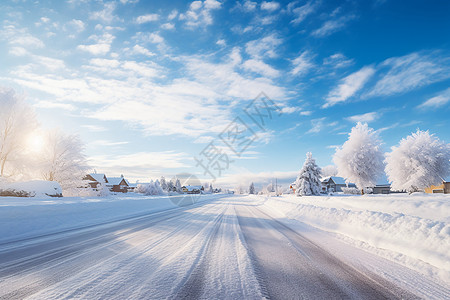 白色道路冬日的白色世界背景