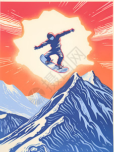飞跃雪山的滑雪者图片