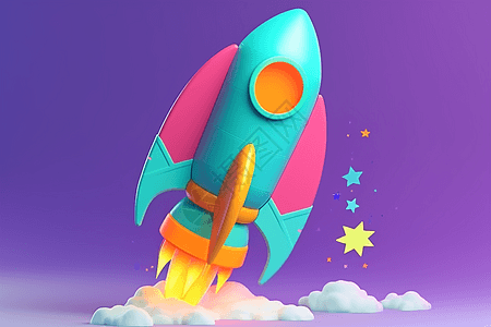星空下的彩色火箭背景图片