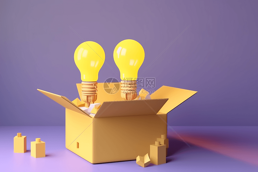 盒子里的黄色灯泡图片