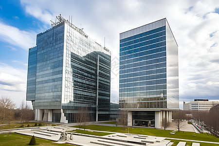 现代化商务大楼施工现场背景图片
