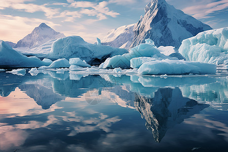 蓝天下的极地冰川图片