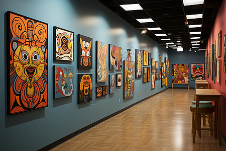 艺术教室的画廊墙背景图片