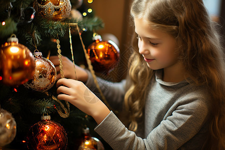 庆祝圣诞节的外国小女孩背景图片