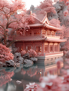 温馨古粉色阁楼背景图片