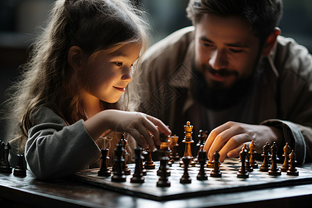 父女下棋图片