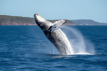 哺乳动物跳跃的座头鲸背景