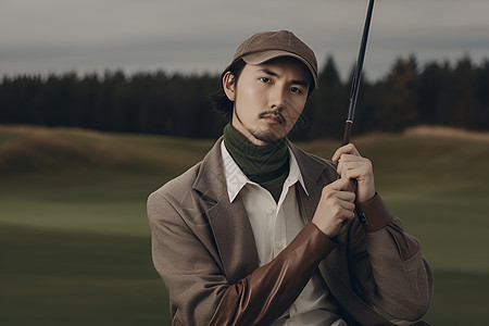 高尔夫球场上的男人背景图片