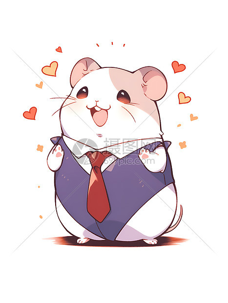 戴领带的可爱仓鼠图片