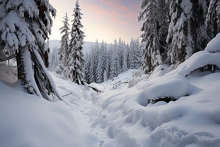 山林里的积雪图片