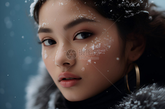 雪中的美人图片